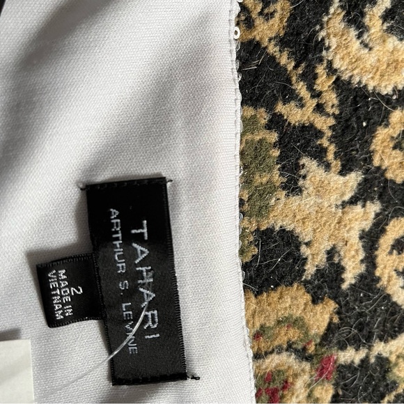 Tahari ALS Stretch Allover Silver Sequin Faux Wrap Midi Dress Size 2 - Picture 7 of 11